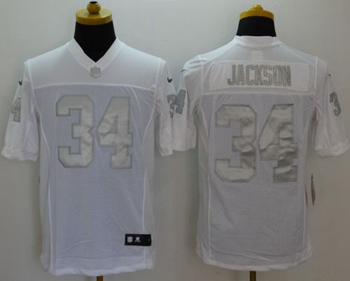 Nike Raiders #34 Bo Jackson White Men's Stitched NFL Limited Platinum Jersey